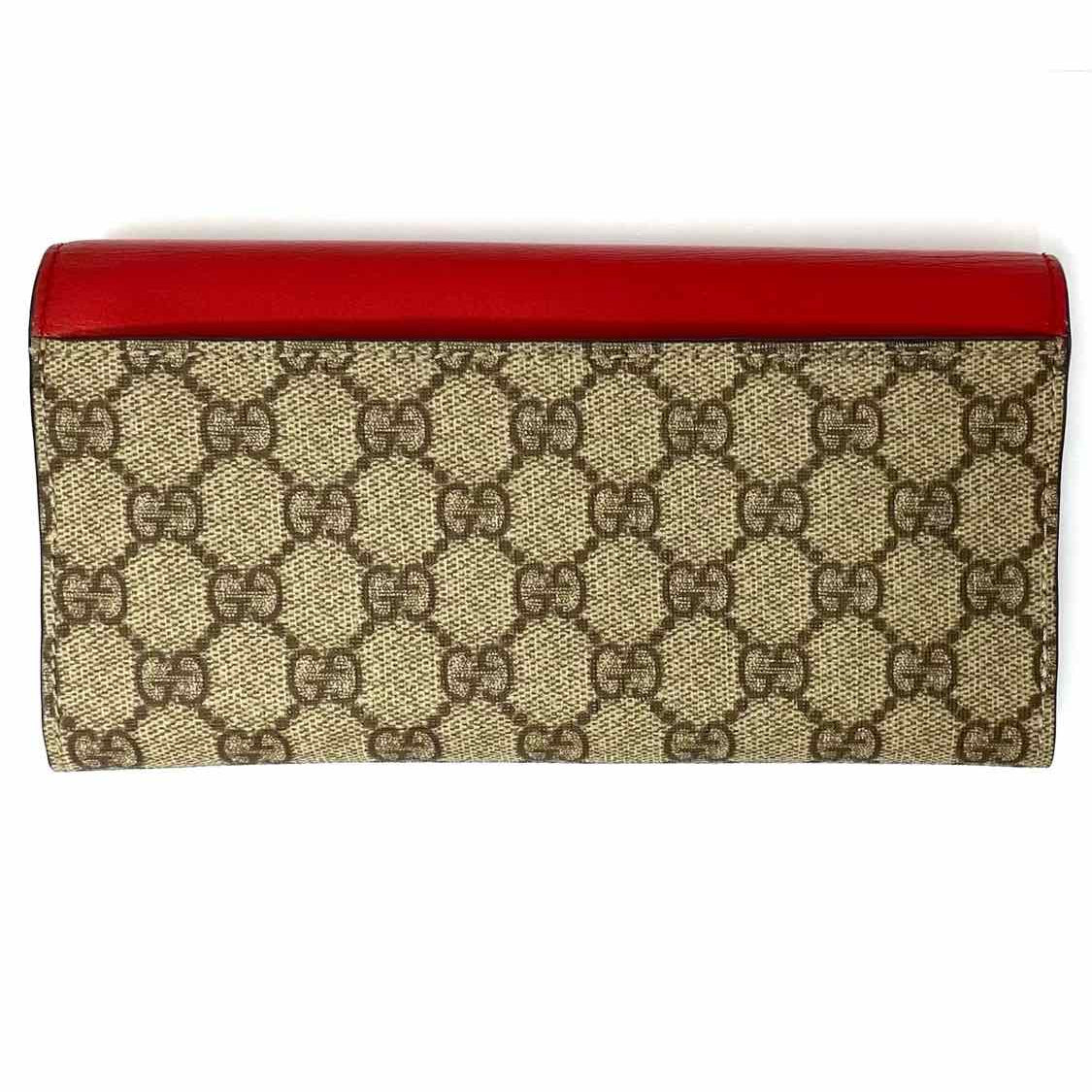 Gucci Coated Canvas Red Gray Continental GG Leather Made in Italy Wallet