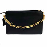 Coach Signature Chain Black Zip Leather Crossbody