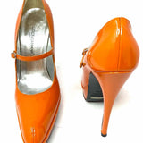 DOLCE & GABBANA Women's Orange Size 37.5/7 Pointed Patent Leather Pumps