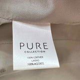 Pure Collection Women's Gray Size 12 Collared Leather Zip Jacket