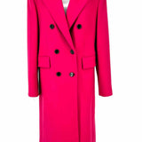 MNG Women's Pink Size M Button Down Italian Wool Blend Coat