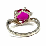 Davidson & Sons 6 10K White Gold Pink Oval Asymmetrical Synthetic Ruby Ring