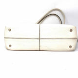 TOD'S D-Bag White Logo Pebbled Leather Tote
