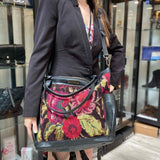 Nena & Co Day Bag Multi-Color Convertible Floral Leather Satchel