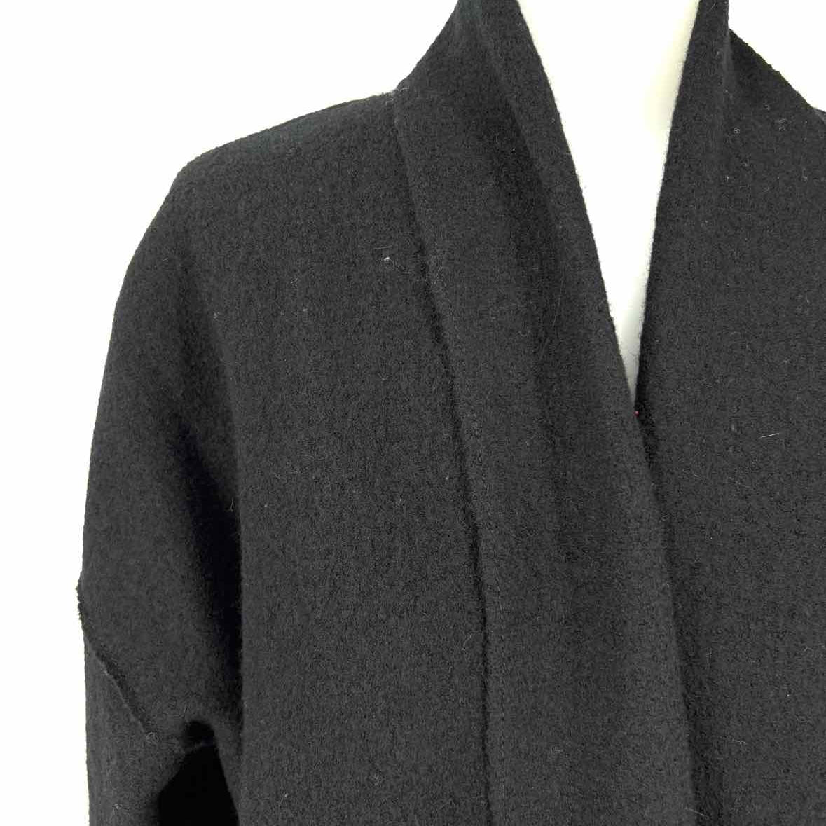 Eileen Fisher Women's Black Size S Open Front Boiled Wool Duster