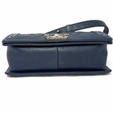 Chanel 2014 Boy Medium Wild Stitch Blue Lamb Leather Made in Italy Shoulder Bag