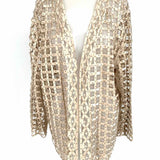 Soulwater Women's Champagne Size XL Silk Beaded Crochet Cardigan