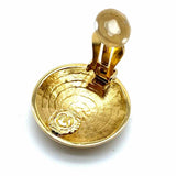 ST. JOHN Black Gold Tone Medallion Crest Earrings