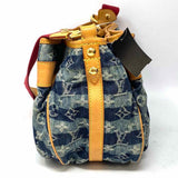 LOUIS VUITTON Porte Epaule Raye MM Denim Blue Monogram Shoulder Bag