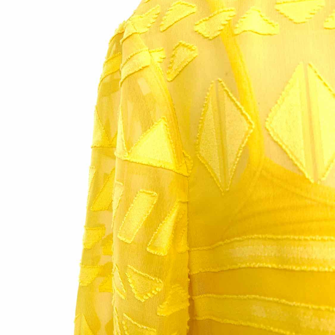 Ted Baker Safa Women's Yellow Size 0 Long Sleeve Sheer Geometric Dress
