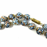 Vintage 1920-50's Murano Venetian Glass Blue 45" Speckled Made in Italy Necklace
