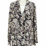 Novella Royale Women's Black White Size L Cotton Paisley Cardigan