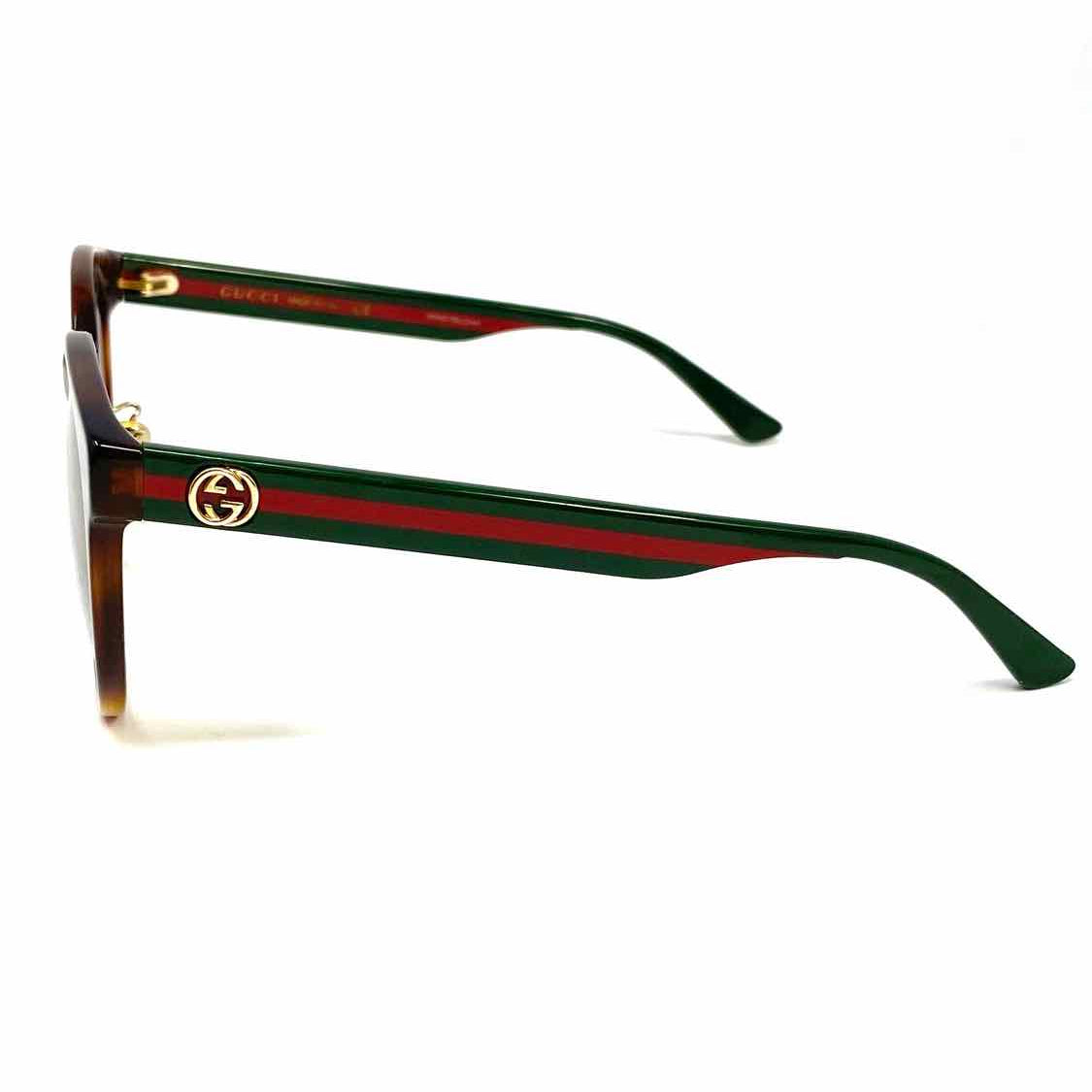 Gucci Brown Green Round Tortoise Sunglasses