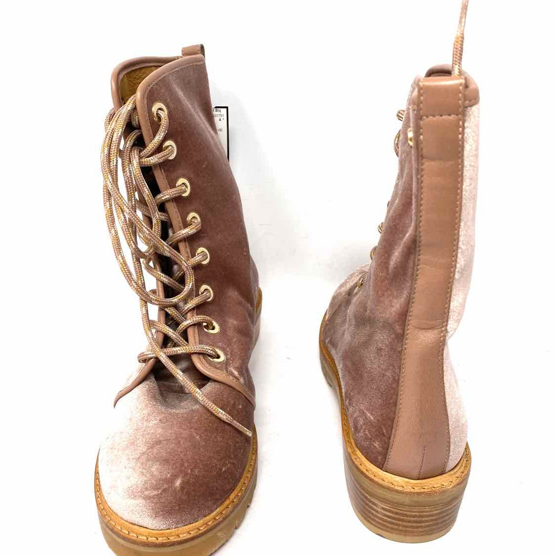 Stuart Weitzman Metermaid Women's Mauve Size 8 Lace-up Velvet Boots