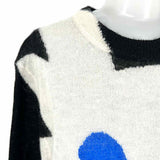 Paul Smith Women's Black White Size XXL Crew Neck Nylon Blend Flowers Sweater