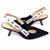 Christian Dior J'adior Women's Black Beige Size 38.5/7.5 Kitten Bow Slingbacks