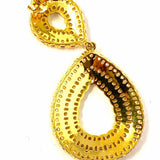 Cote d' Argent Gold Tone Dangle 2" Teardrop Cubic Zirconia Earrings