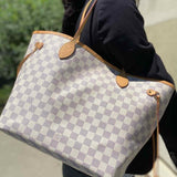 LOUIS VUITTON 2014 Neverfull MM Coated Canvas Blue White Damier Azur Tote