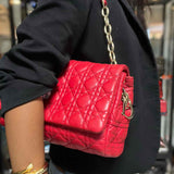 Christian Dior Miss Dior Soft FlapRed Cannage Leather Made in Italy Shoulder Bag