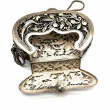 Metal Antique Silver tone Hinged Filigree Coin Purse