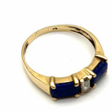 Estate size 5 14K Yellow Gold Blue Lapis Lazuli Diamond Ring