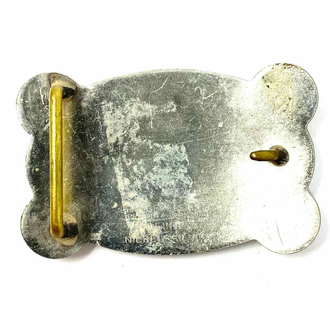 Chambers Belt Co Nickel Silver Western Saddle Belt Buckle