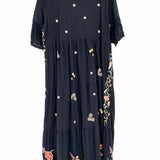 johnny was Women's Black Size XXL Short Sleeve Embroidered Dress