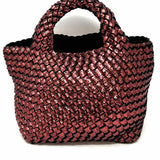 Naghedi St. Barths Small Neoprene Red Woven Glitter Satchel w/ Pouch