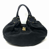 LOUIS VUITTON 2008 Mahina XL Black perforated Pebbled Leather Tote