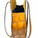 Claudia Firenze Caramel Round Croc Embossed Leather Tote
