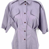 Rachel Comey Kade Women's Lavender Size S Button Down Pleated Short Sleeve Top