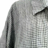 Eileen Fisher Women's Black Size XL Short Sleeve Linen Plaid Dress