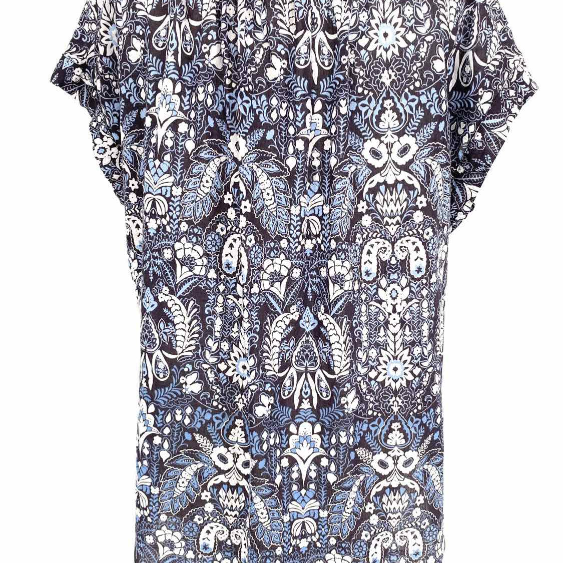 XIRENA Women's Blue Size XS V-Neck Cotton Short Sleeve Top