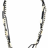 Estate Black White Multi-strand 40" Beaded Pearl Necklace