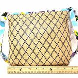 Vera Bradley Raffia Beige/Blue Square Whale Crossbody