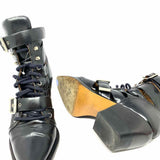 Chloe Women's Black Size 41/11 Pointed Leather Cut Out Boots