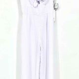 Aqua Women's White Spaghetti Strap Textured Size S Jump Suit