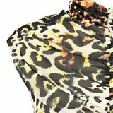 AFRM Women's Beige Black Size S/P Ruched Mesh Leopard Print Sleeveless