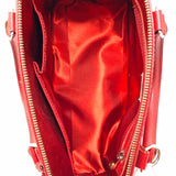 PULICATI Red Half Dome Saffiano Leather Satchel