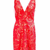 Dress The Population Women's Red Size L sheath Lace Dress