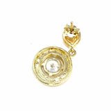 Gold Plated 925 Sterling Gold Tone Dangle Round Cubic Zirconia Earrings