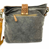 Myra Bags Roltold Calf Hair White Brown Square Cow Leather Crossbody