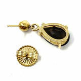 Estate 14k Gold Brown Teardrop Smokey Quartz Earrings