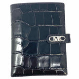 Michael by Michael Kors Black Bi-Fold Croc Embossed Leather Wallet