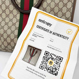 Gucci Ophidia Coated Canvas Beige Zip Top GG Web Accent Tote