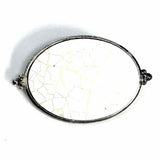 Liz Claiborne Silver tone Oval Mosaic Mother of Pearl Brooch