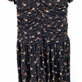 Misa Women's Black Size XL Maxi Ruched Mesh Floral Dress