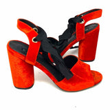 Topshop Women's Red Size 40/9.5 Block Heel Velvet Sandals