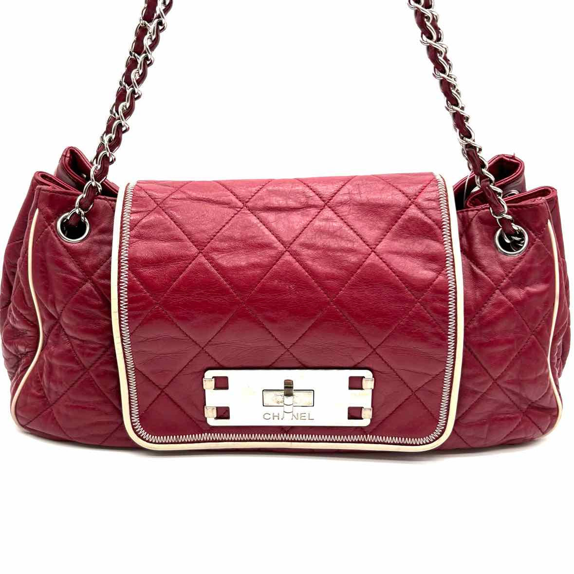 Chanel 2008/09 East West Accordion Red Quilted Leather Made in Italy Satchel