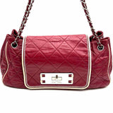 Chanel 2008/09 East West Accordion Red Quilted Leather Made in Italy Satchel